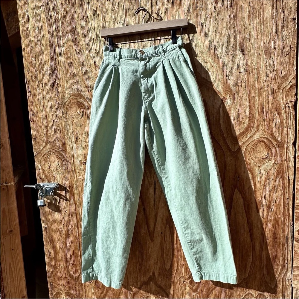 Big Bud Press Trousers Pants XS Elastic High Waist Tapered Green Mint USA Baggy